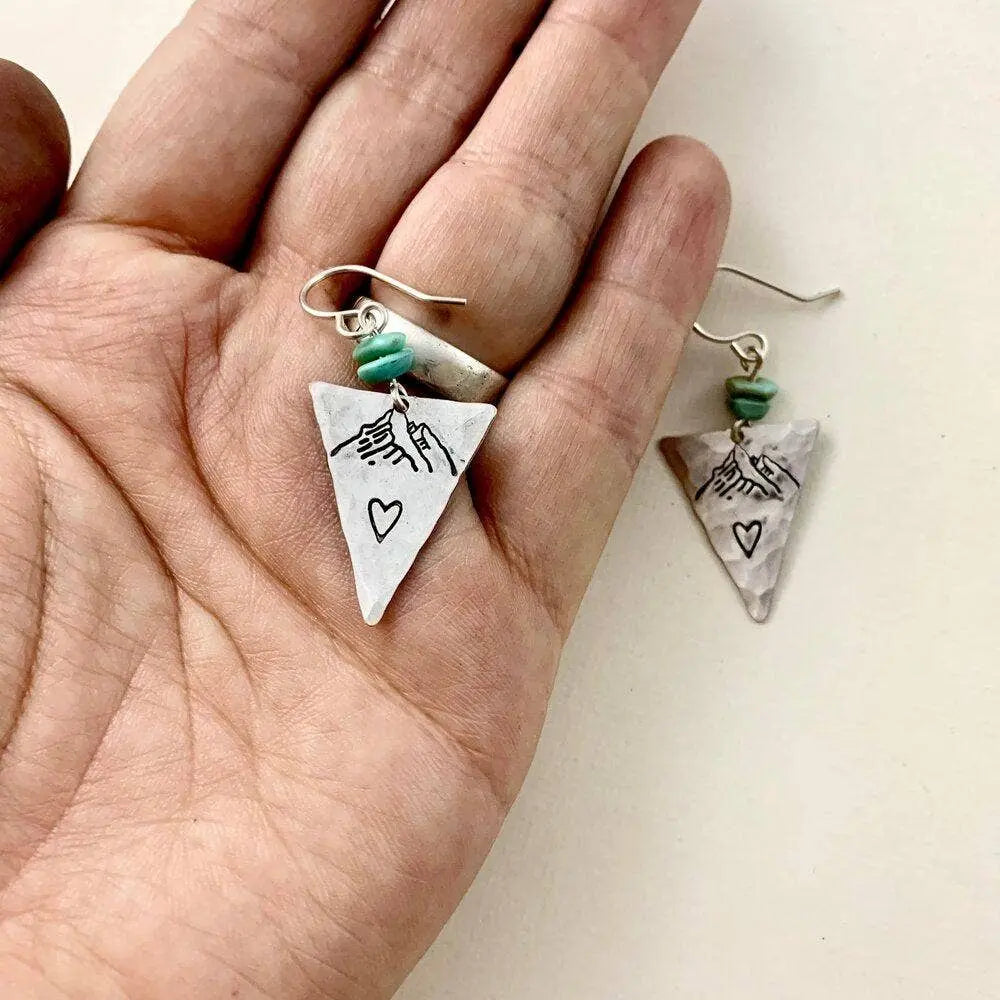 Fluff Hardware Handmade Turquoise Mountain Love Earrings - The Outside Society