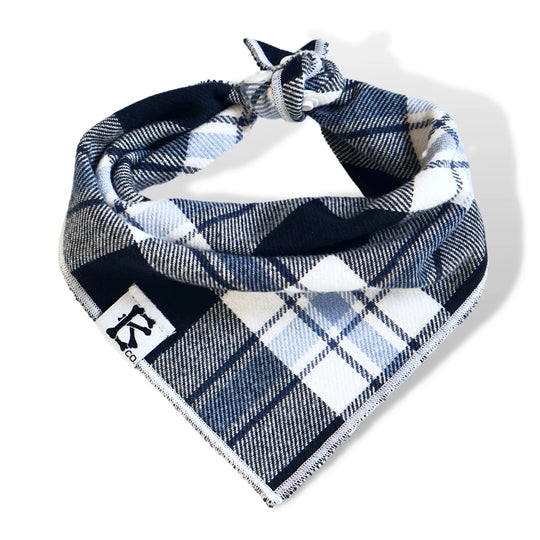 Boneyard Co. "Glacier" Blue and White Plaid Flannel Dog Bandana Boneyard Co.