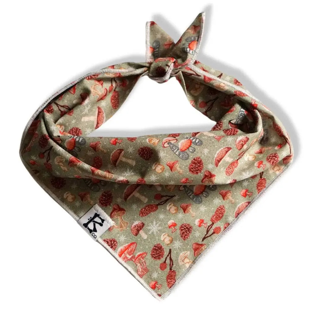 Boneyard Co. "Winter Forest" Mushroom and Pinecone winter dog bandana Boneyard Co.