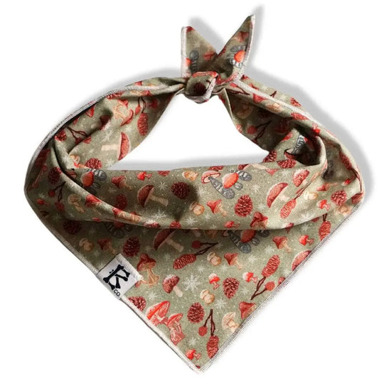 Boneyard Co. "Winter Forest" Mushroom and Pinecone winter dog bandana Boneyard Co.