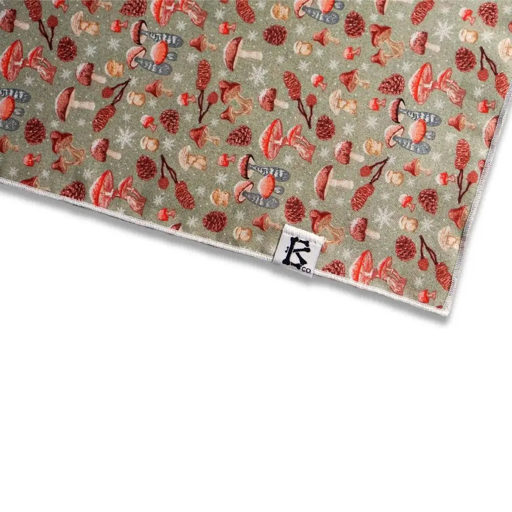 Boneyard Co. "Winter Forest" Mushroom and Pinecone winter dog bandana Boneyard Co.