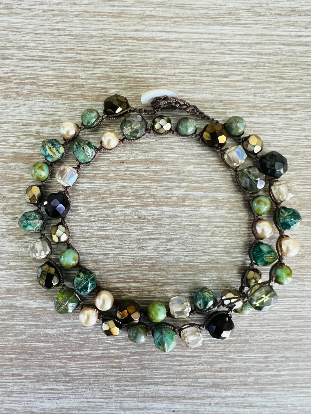 Colorado Forest Crocheted Necklace With Stones and Crystals Twist Style