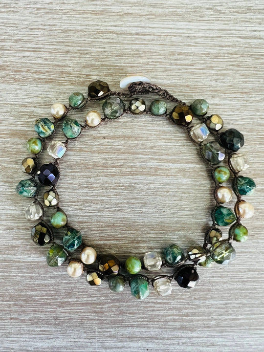 Colorado Forest Crocheted Necklace With Stones and Crystals Twist Style