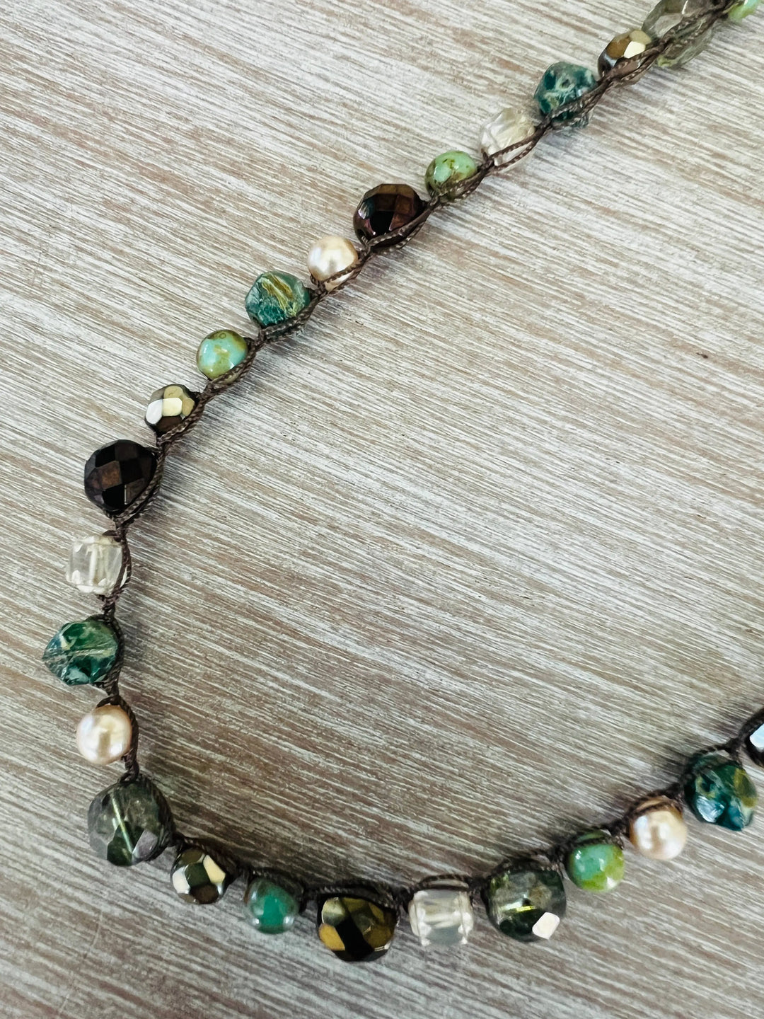 Colorado Forest Crocheted Necklace With Stones and Crystals Twist Style