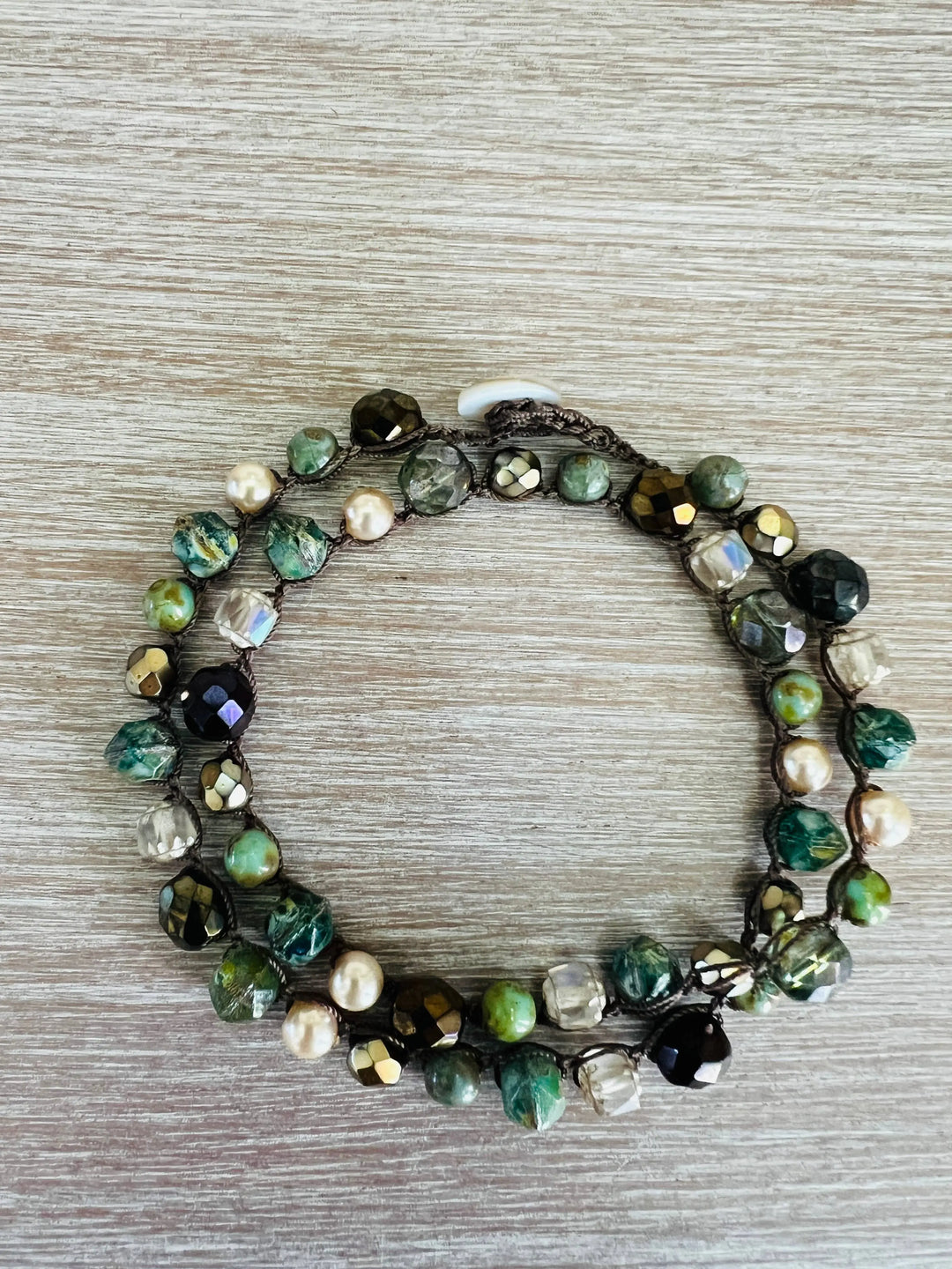 Colorado Forest Crocheted Necklace With Stones and Crystals Twist Style