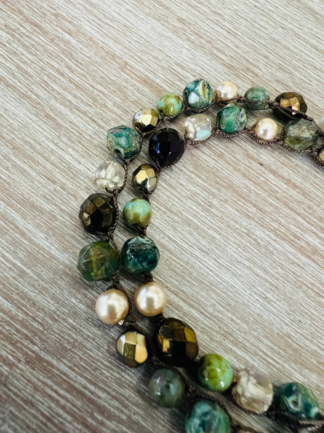Colorado Forest Crocheted Necklace With Stones and Crystals Twist Style