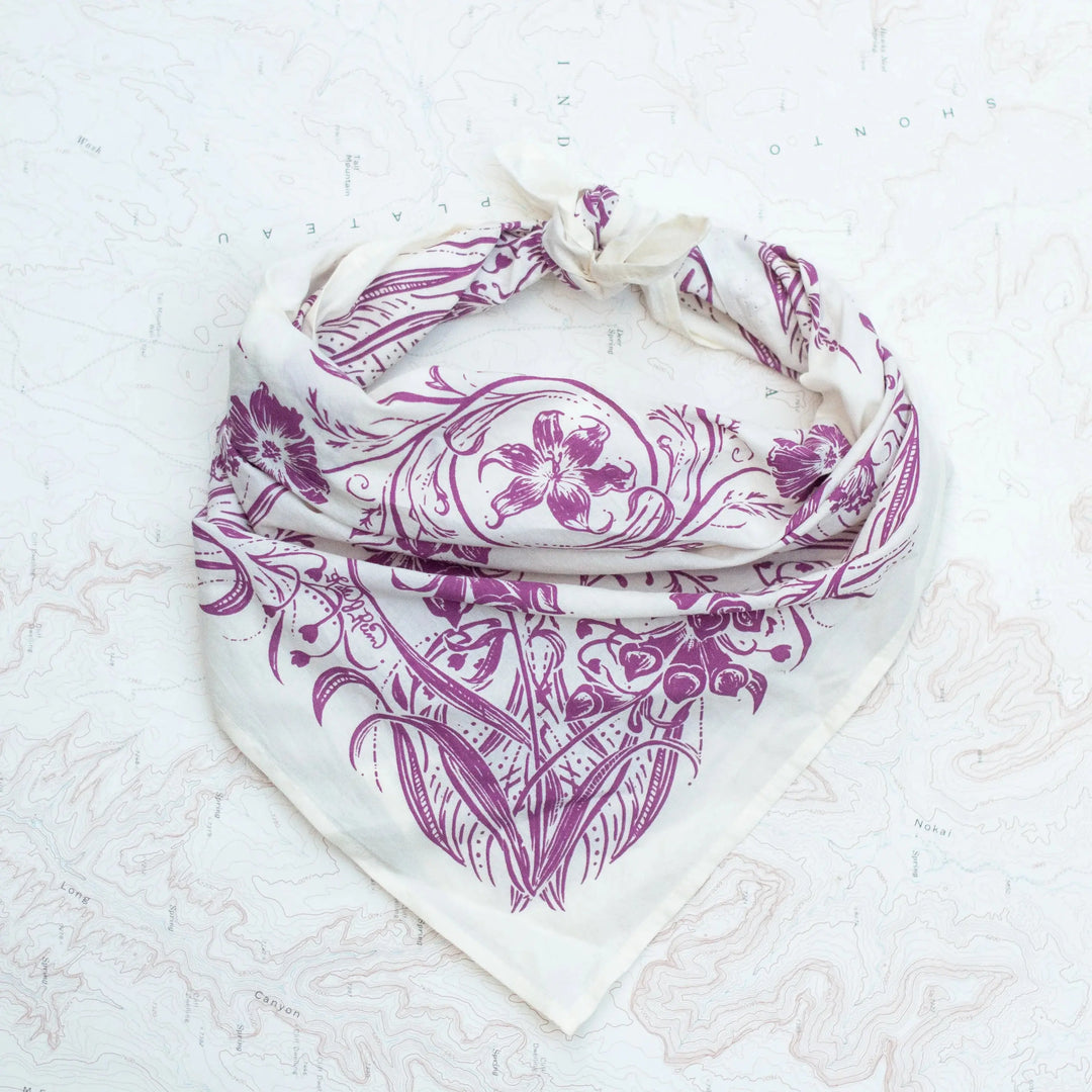 Final Switchback by Katie Jeanne Reim Alpine Wildflowers Premium Discharge Cotton Bandana Final Switchback by Katie Jeanne Reim