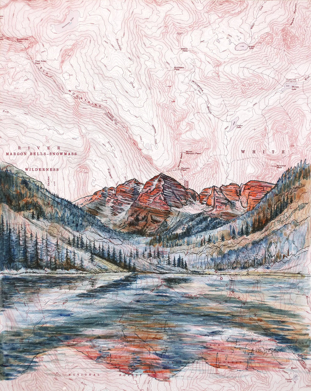 Final Switchback by Katie Jeanne Reim Maroon Bells Colorado Fine Art Matted Print medium - The Outside Society