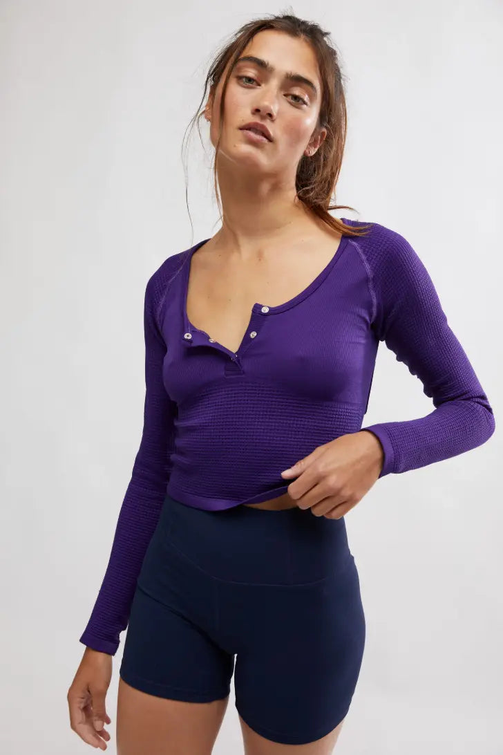 Free People Movement Bail Out Long Sleeve Layer in Dark Amethyst Free People Movement