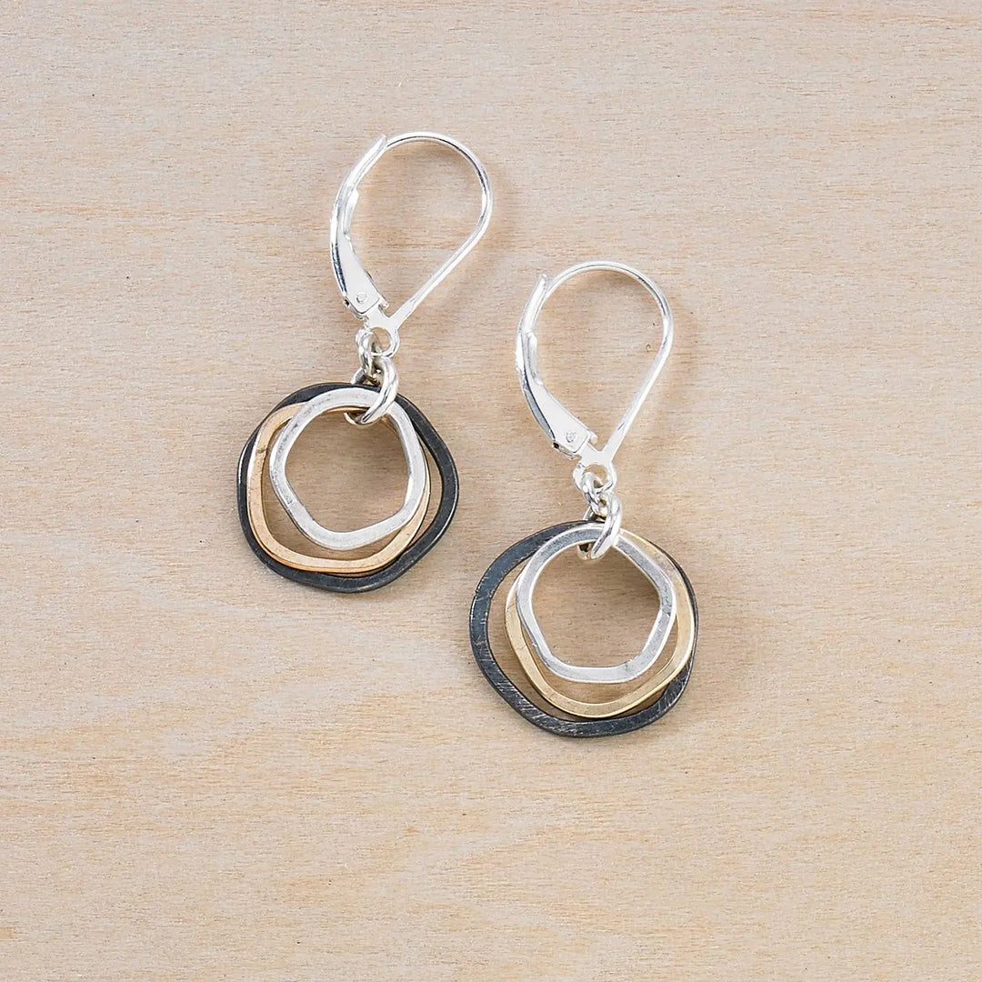 Freshie & Zero Mixed Metals Mini Caldera Earrings hammered dainty circles Freshie & Zero