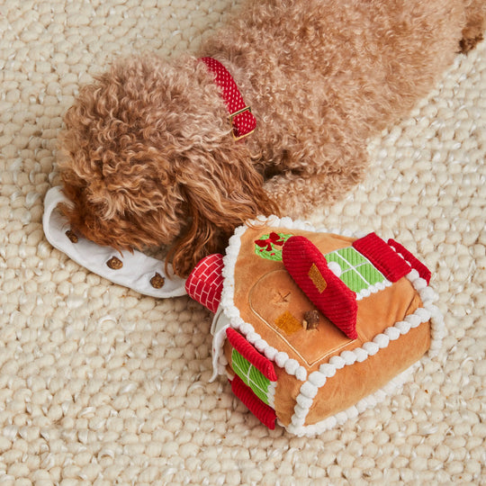 Gingerbread House Interactive Snuffle Holiday Dog Toy The Foggy Dog