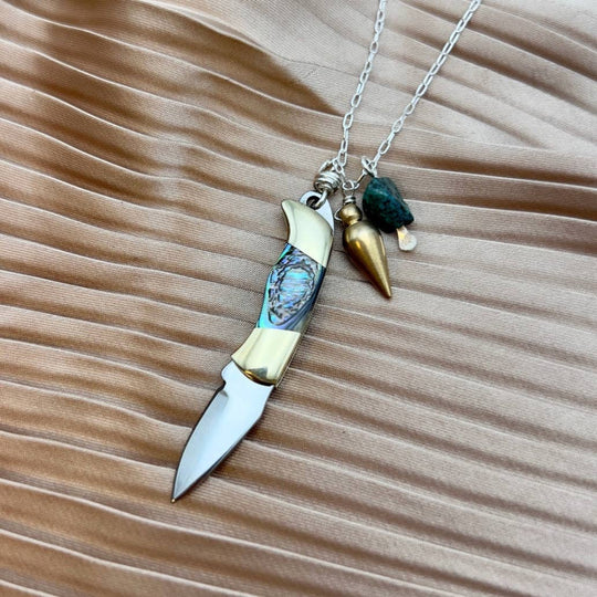 Handmade Billie Jr. Necklace (Abalone) Fluff Hardware
