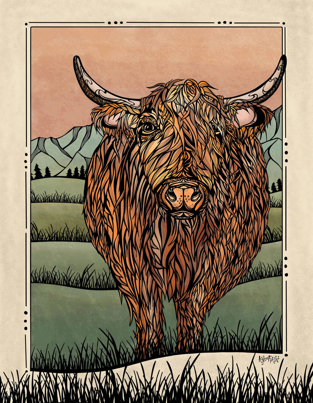 Highland Cow Art Print Kylee Firlit Creative