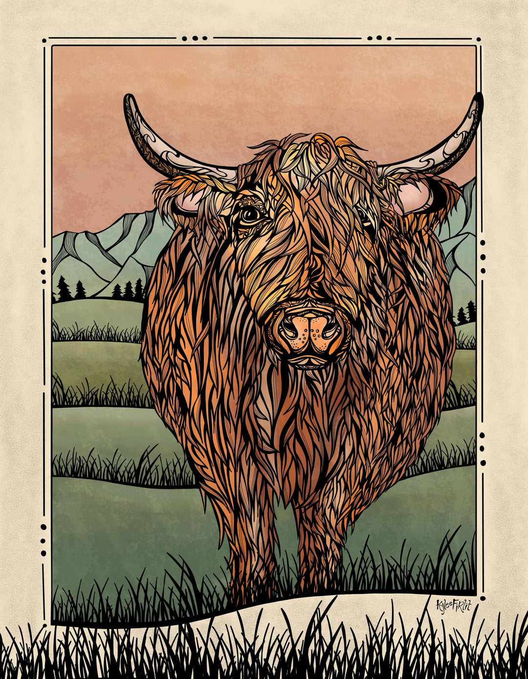Highland Cow Art Print Kylee Firlit Creative