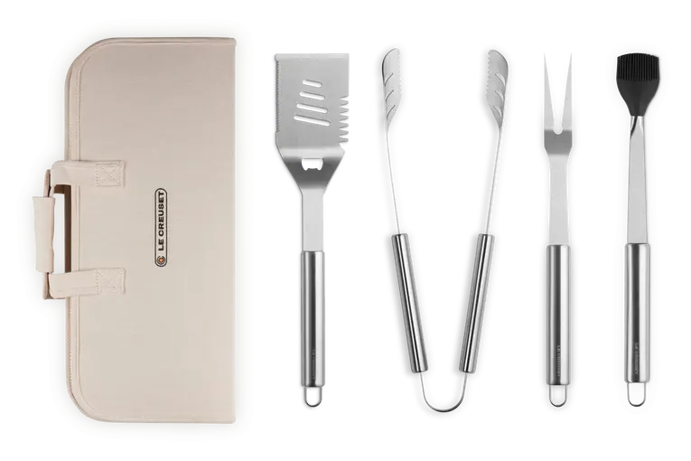 Le Creuset Set of 4 Stainless Steel BBQ tools and Carry Bag Le Creuset