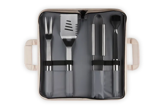 Le Creuset Set of 4 Stainless Steel BBQ tools and Carry Bag Le Creuset