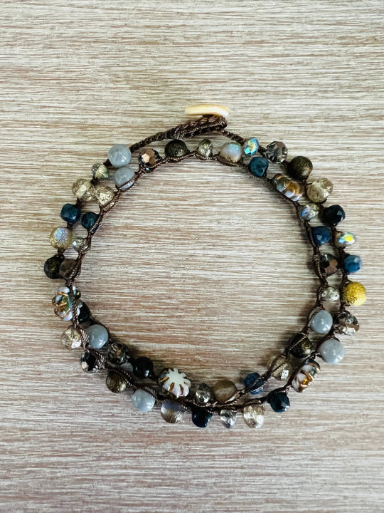 Maine Coastline Crocheted Necklace Or Wrap Bracelet Twist Style