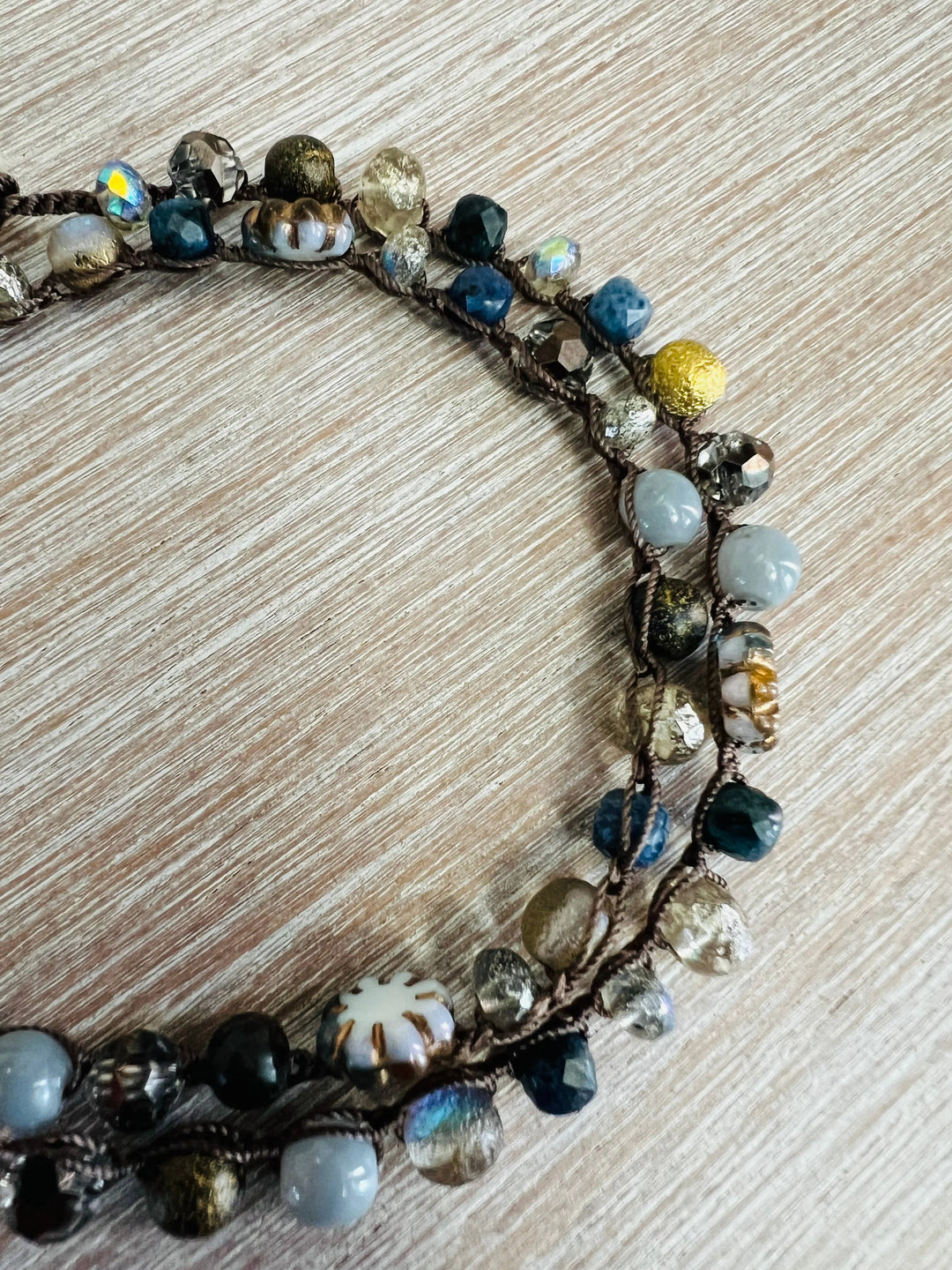 Maine Coastline Crocheted Necklace Or Wrap Bracelet Twist Style