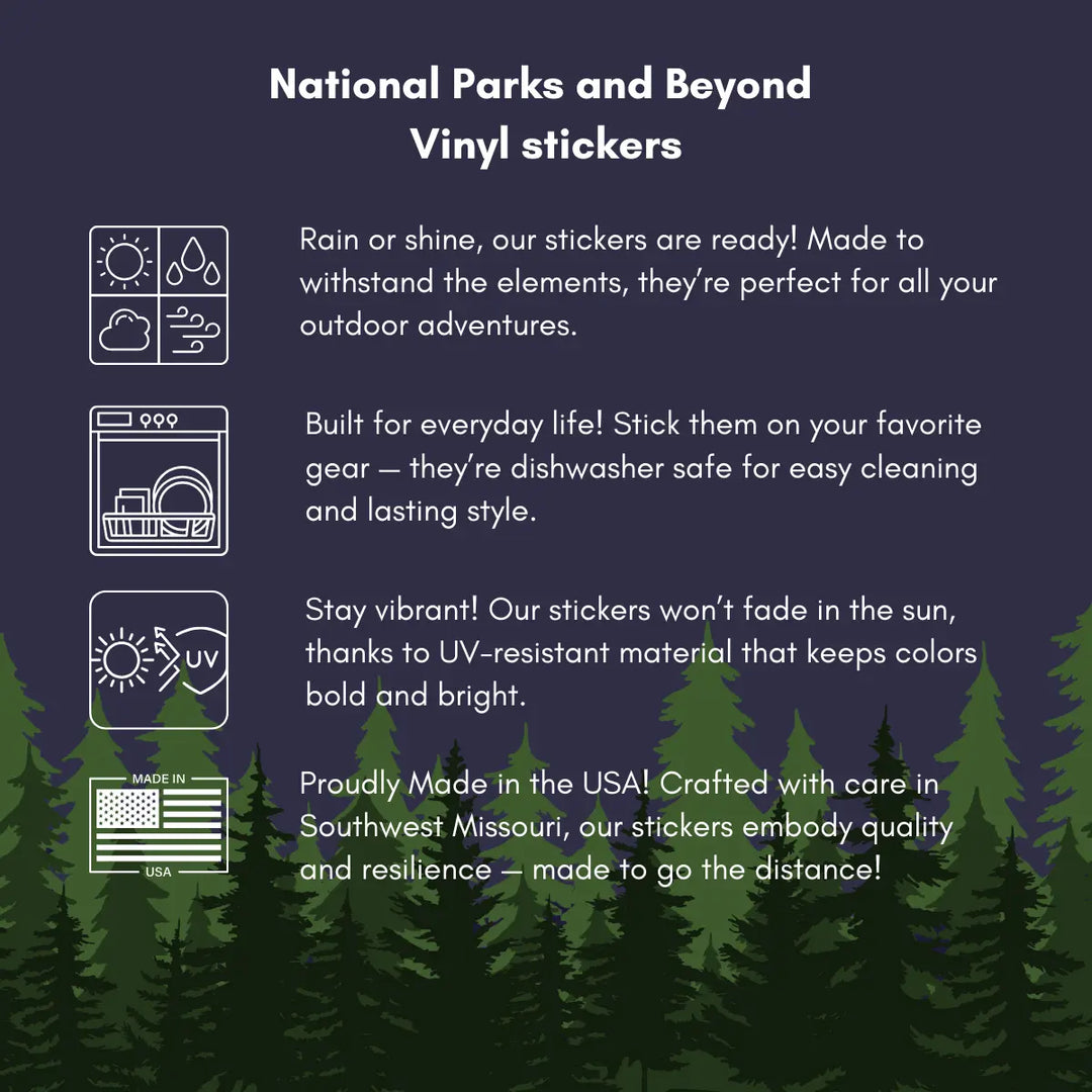 National Parks and Beyond Bottle of Serenity Camping Scene Sticker National Parks and Beyond