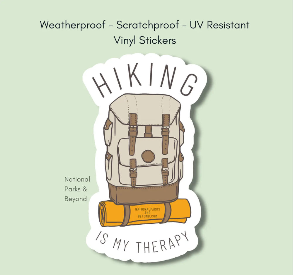 National Parks and Beyond Hiking Therapy Backpack Sticker National Parks and Beyond