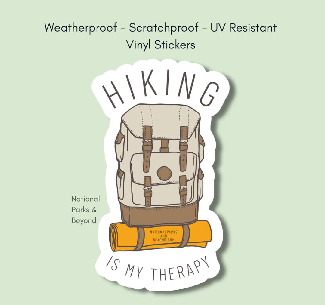 National Parks and Beyond Hiking Therapy Backpack Sticker National Parks and Beyond