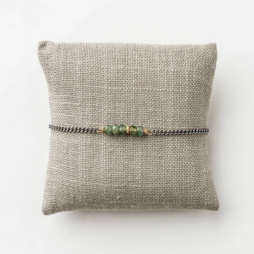 Original Hardware Green Apatite Stack Bracelet on Curb Chain Original Hardware