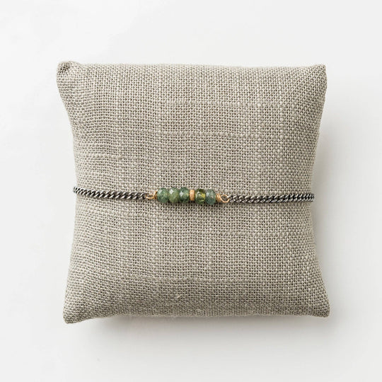 Original Hardware Green Apatite Stack Bracelet on Curb Chain Original Hardware