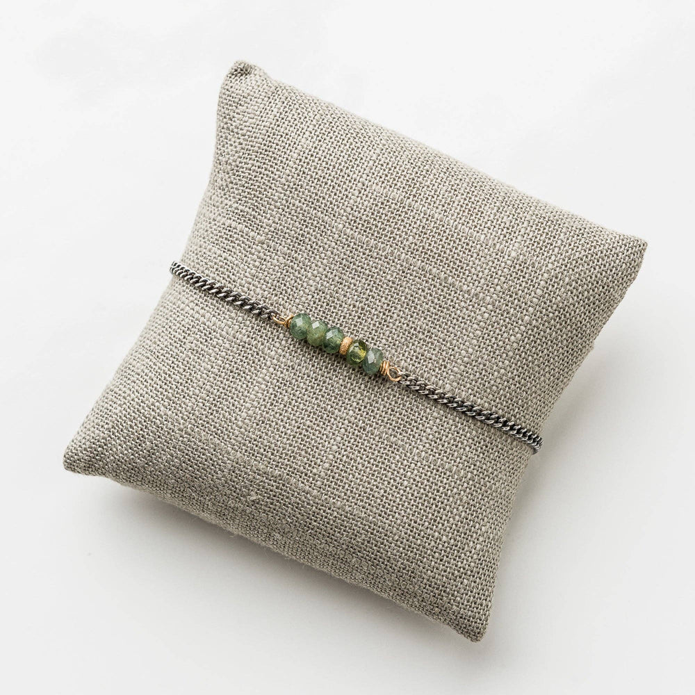 Original Hardware Green Apatite Stack Bracelet on Curb Chain Original Hardware