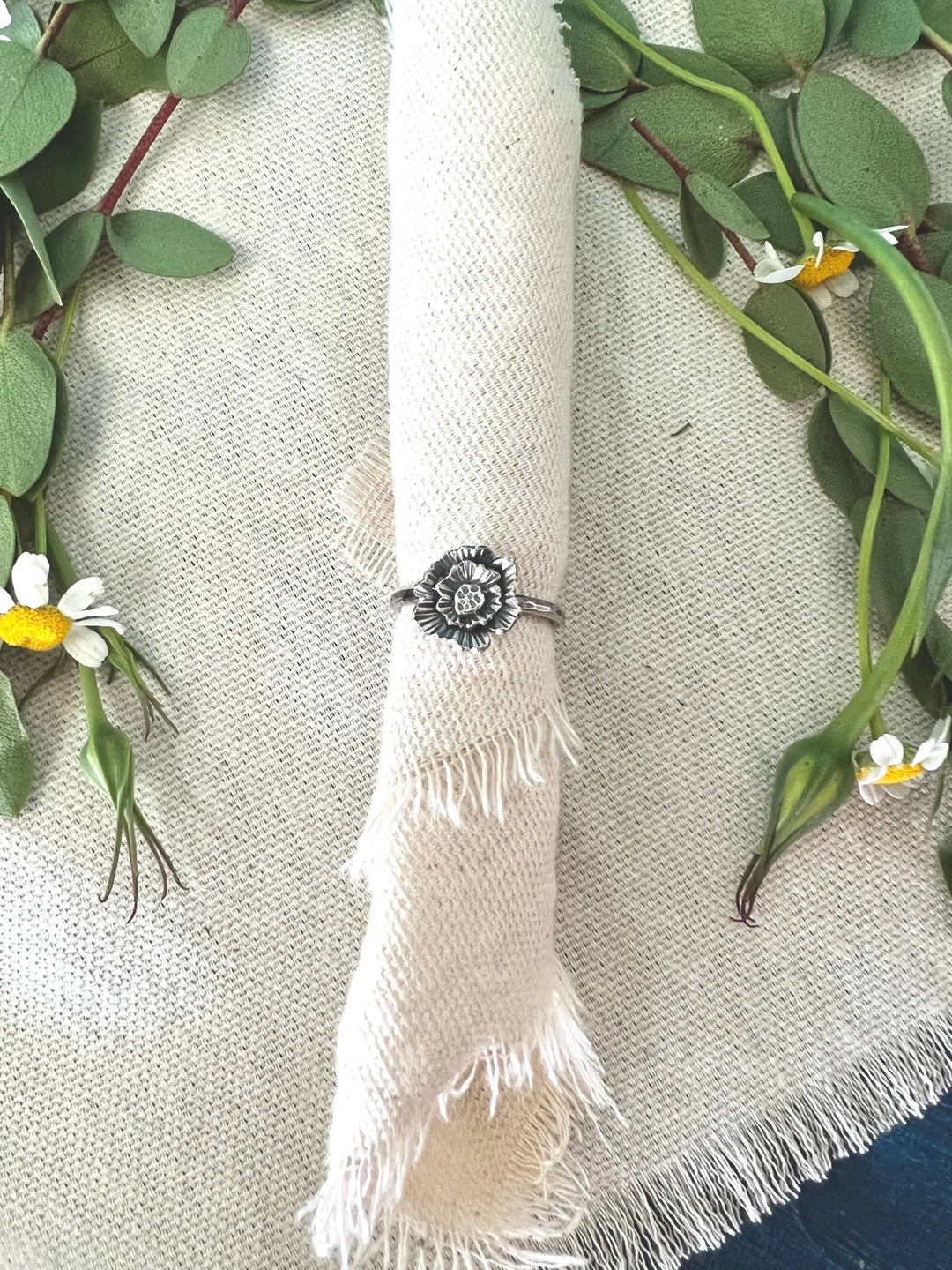 Poppy sterling silver stacking ring CinnamonSticks Designs