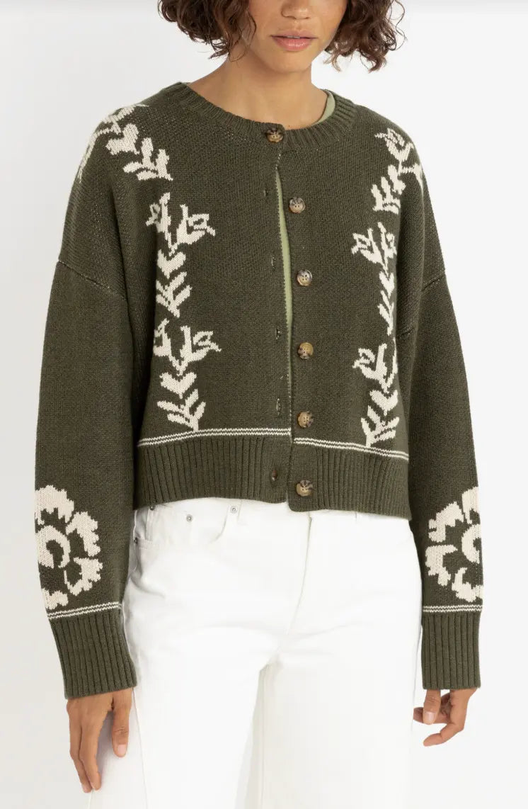 Rhythm Antique Floral Crop Cardigan Rhythm