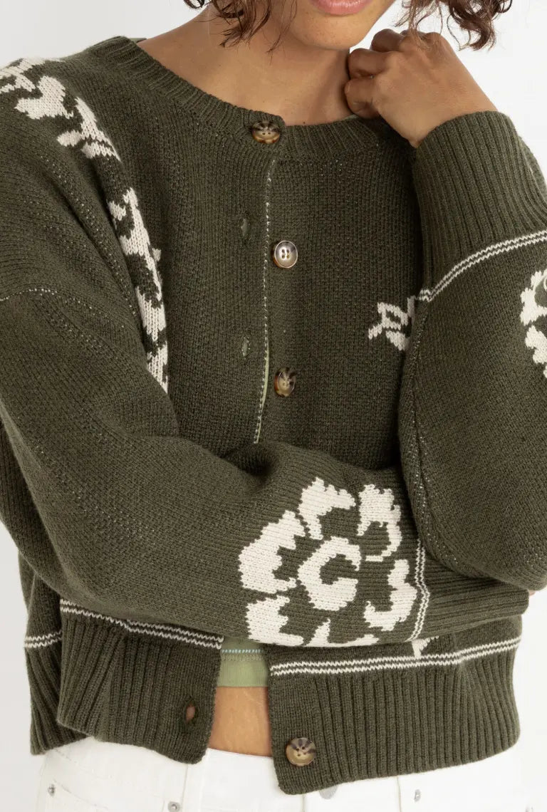 Rhythm Antique Floral Crop Cardigan Rhythm