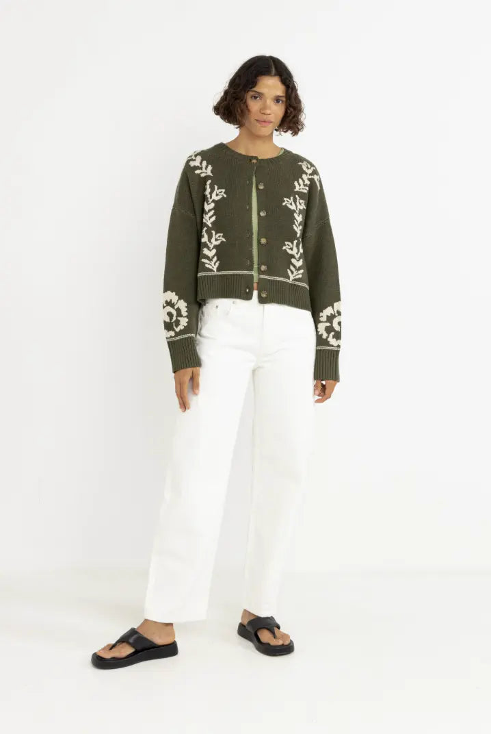 Rhythm Antique Floral Crop Cardigan Rhythm