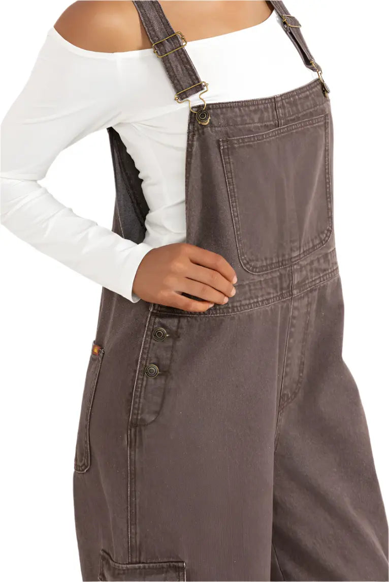 Rhythm Charlie Wide Leg Cargo Overalls Rhythm