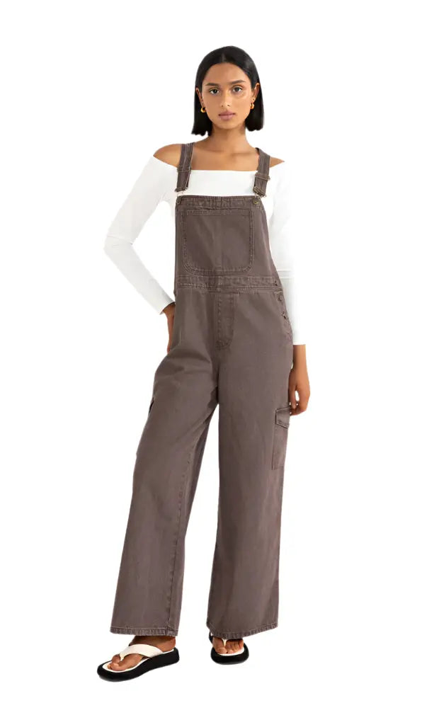 Rhythm Charlie Wide Leg Cargo Overalls Rhythm