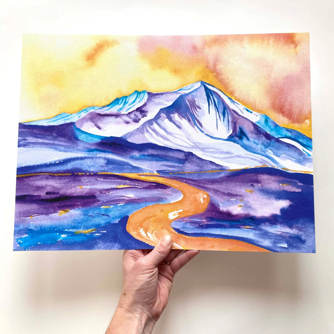 Sarah Uhl Mountain Art 12x16 print: Gold Mountain Sarah Uhl