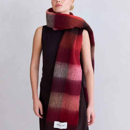 The Reykjavik Scarf - Burgundy check Arctic Fox & Co. - North America