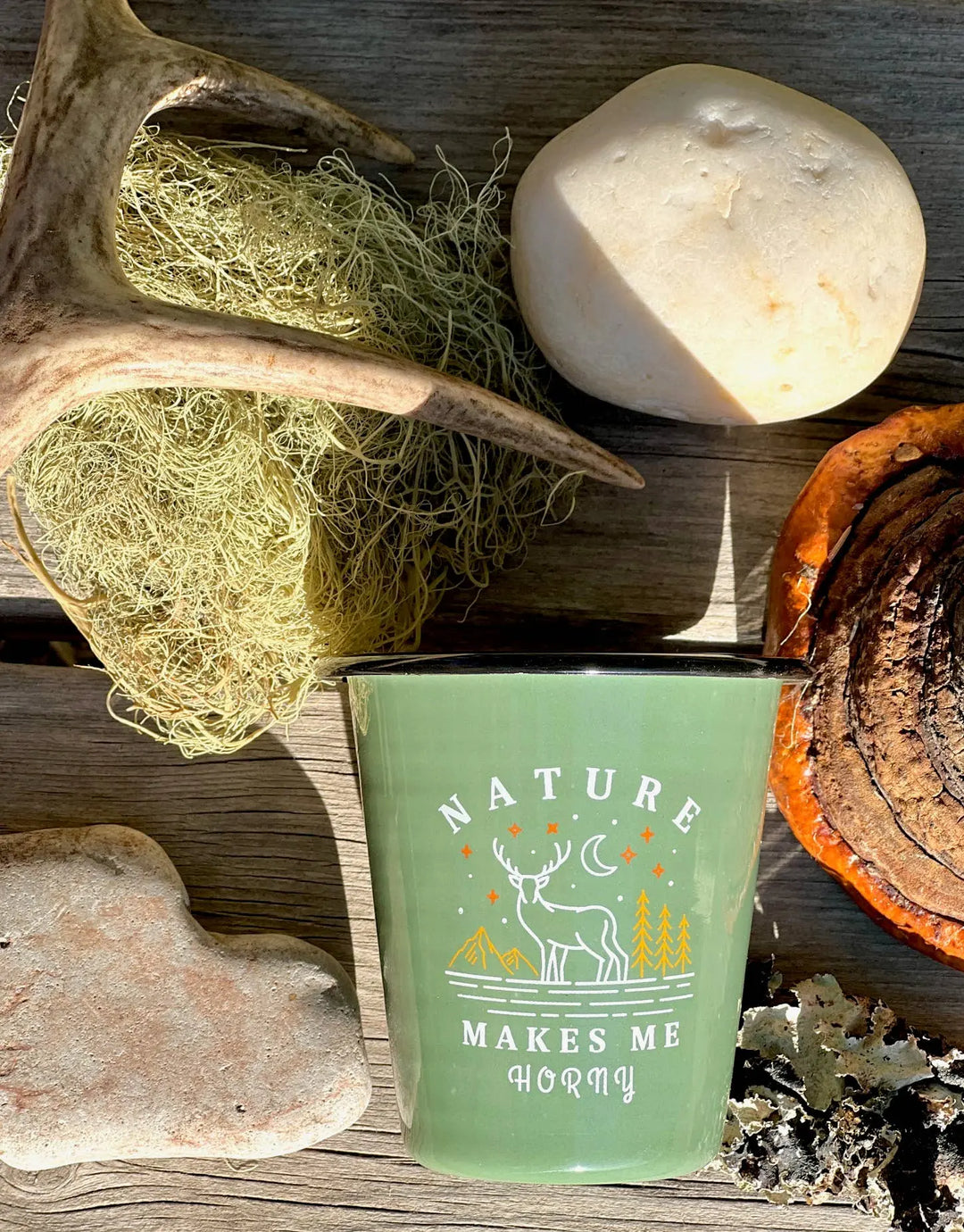 The Sacred Wild Candle Co Reusable Enamel Cup Candle - Nature Makes Me Horny The Sacred Wild Candle Co