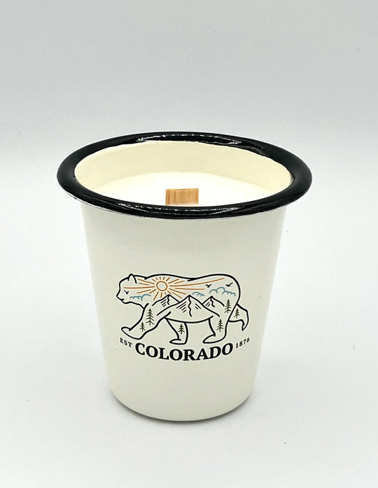 The Sacred Wild Candle Co Reusable Enamel "Camp Cup" Candle - Colorado Bear The Sacred Wild Candle Co