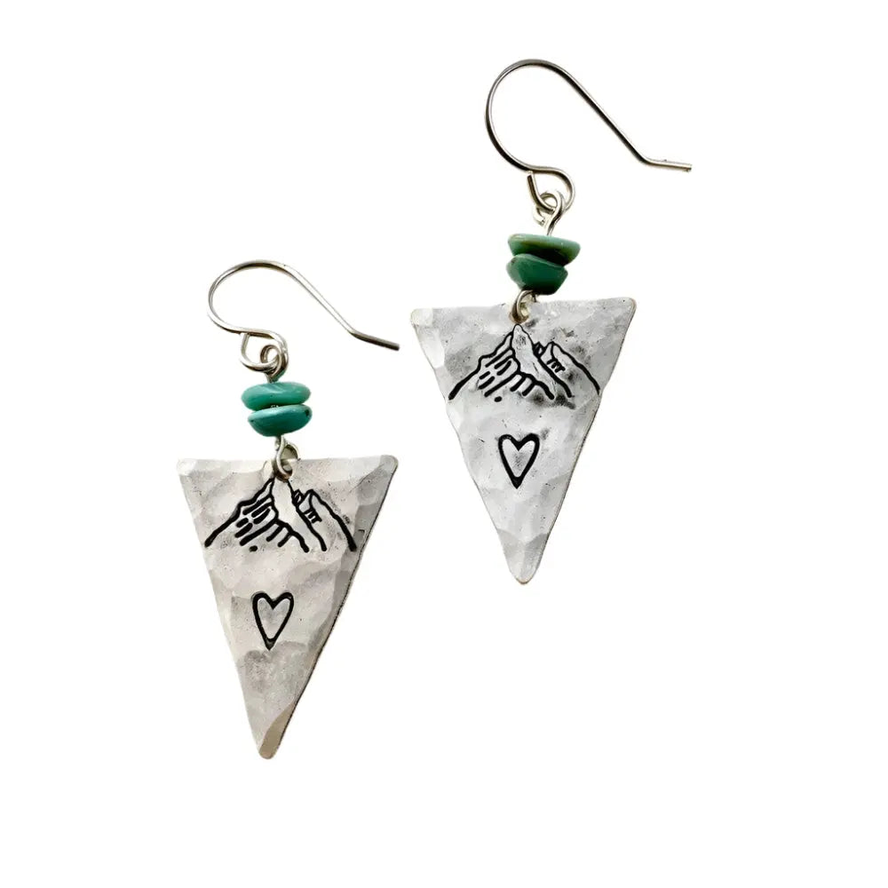 Fluff Hardware Handmade Turquoise Mountain Love Earrings - The Outside Society