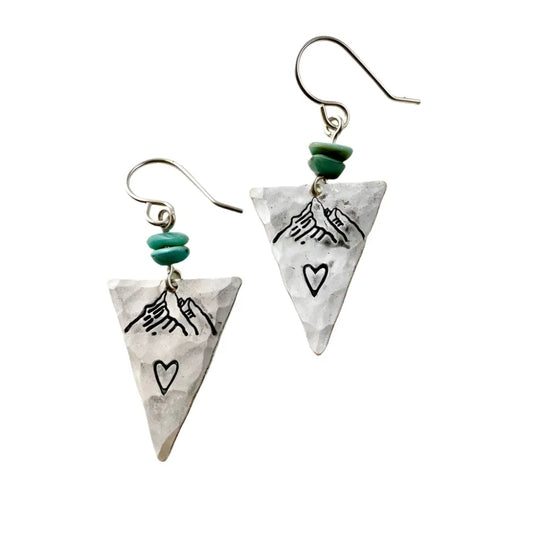 Fluff Hardware Handmade Turquoise Mountain Love Earrings - The Outside Society