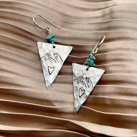 Fluff Hardware Handmade Turquoise Mountain Love Earrings - The Outside Society