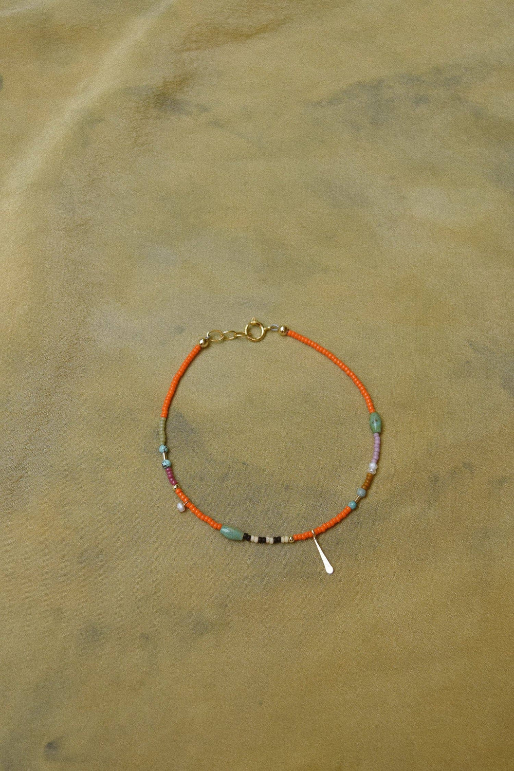 Single Strand Bracelet or Anklet- in Orange