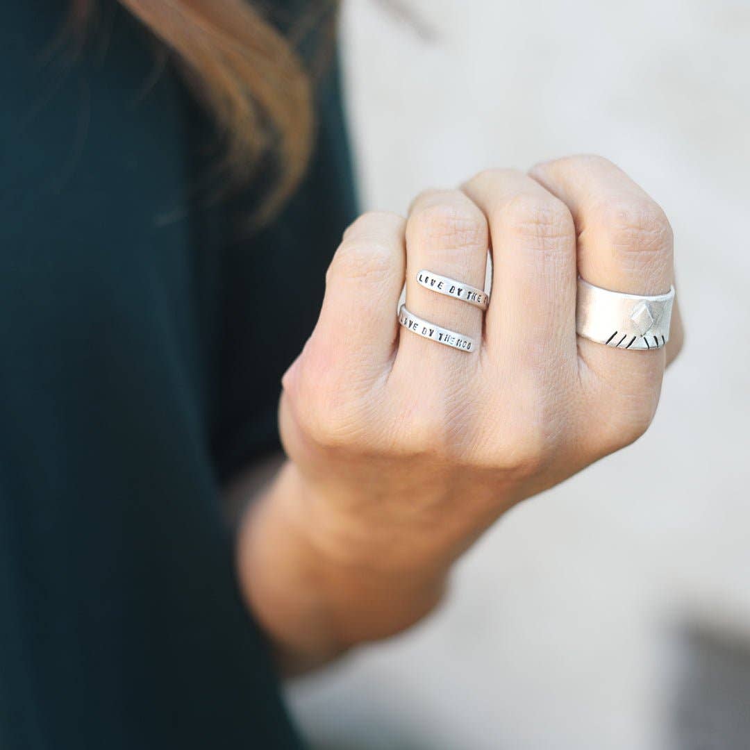 Live by the sun, love by the moon - quote wrap ring