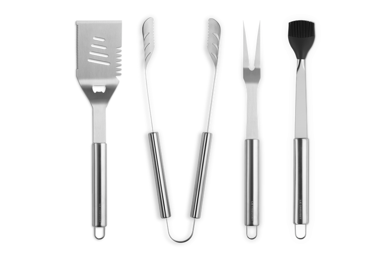 Le Creuset Set of 4 Stainless Steel BBQ tools and Carry Bag