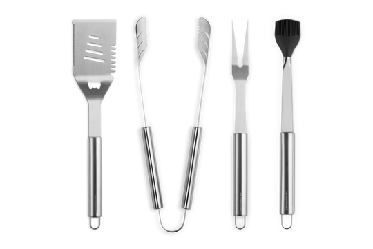 Le Creuset Set of 4 Stainless Steel BBQ tools and Carry Bag