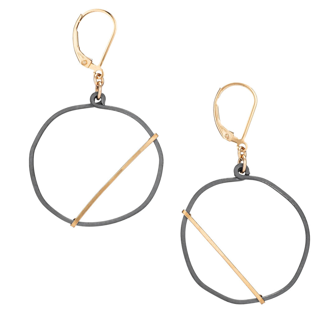 Freshie & Zero Night Optimist Circle Earrings, Black & Gold