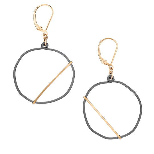 Freshie & Zero Night Optimist Circle Earrings, Black & Gold