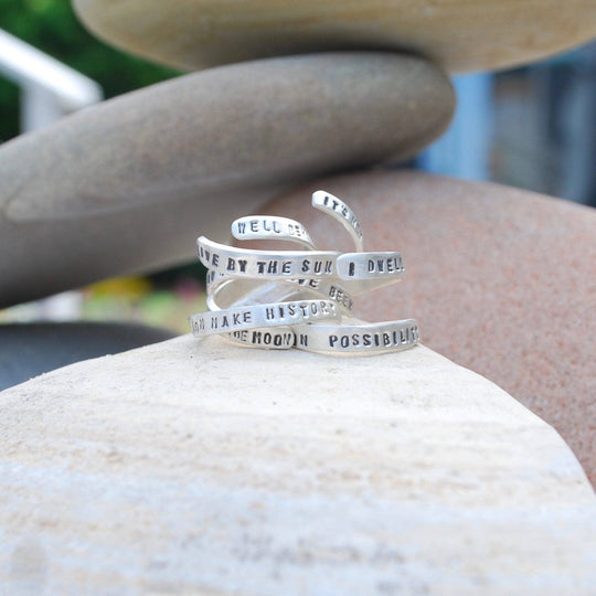 Live by the sun, love by the moon - quote wrap ring