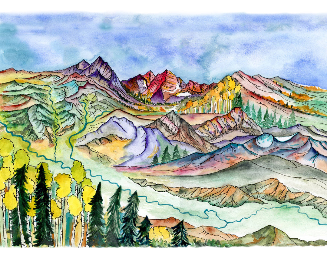 Sarah Uhl Mountain Art  print: The Roaring Fork Valley Our Valley