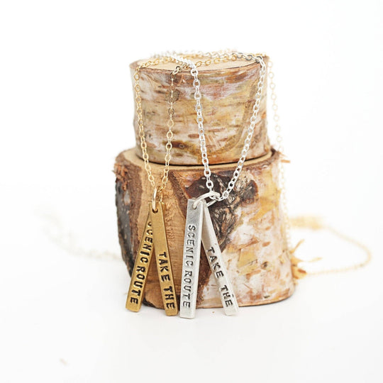 Take the scenic route - Quote Necklace Pendant